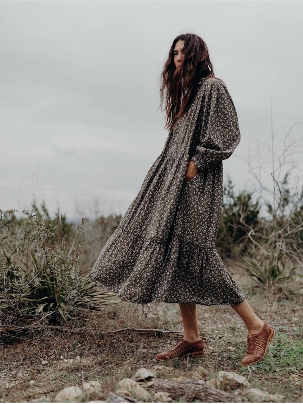 esby Olive Floral Maxi Dress